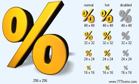 Yellow Percent with Shadow Icon Images