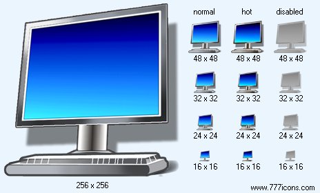 LCD Monitor with Shadow Icon Images