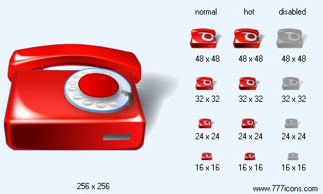 Red Phone with Shadow Icon Images