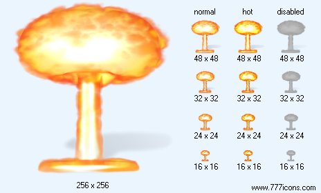 Nuclear Explosion with Shadow Icon Images