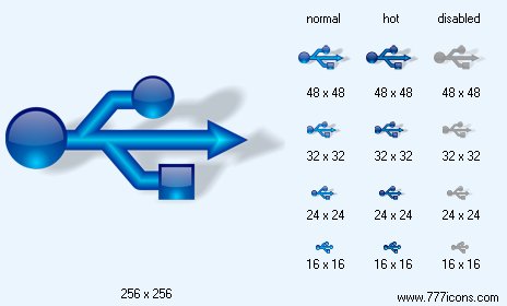 USB Connection with Shadow Icon Images