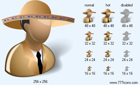 Mexican Salesman with Shadow Icon Images